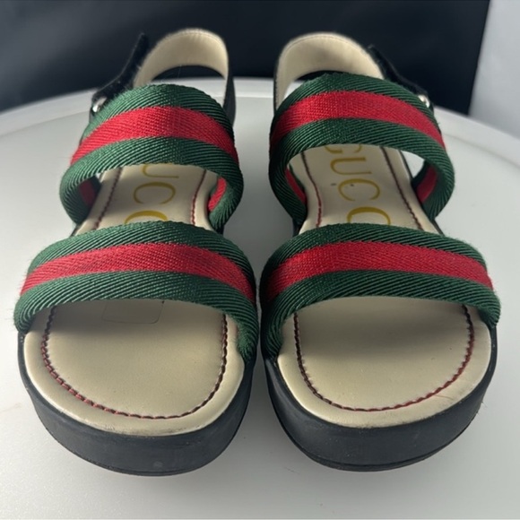 Authentic Gucci luxury designer signature web canvas & leather sandals sz 1 - Picture 6 of 16